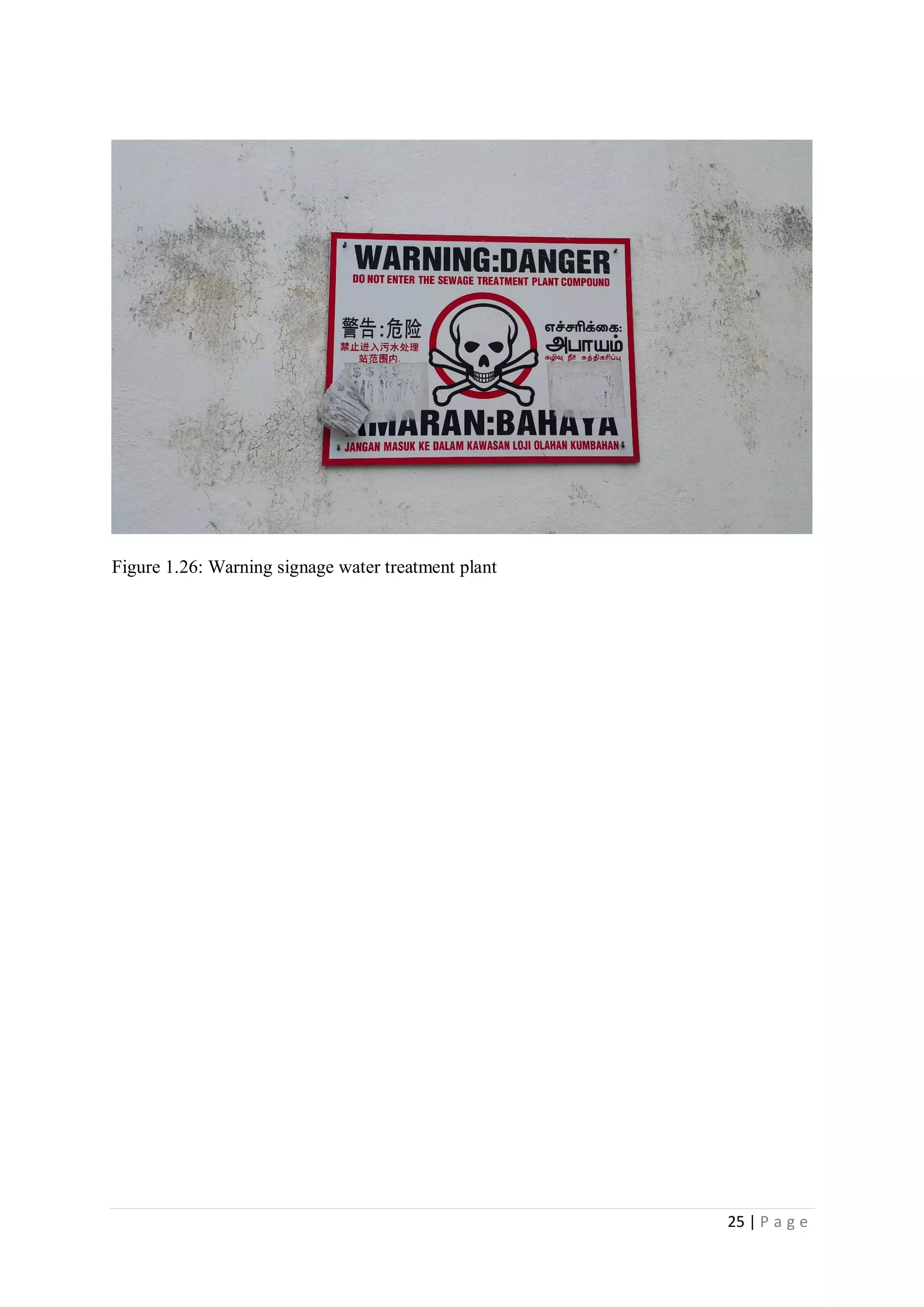 25 | P a g e
Figure 1.26: Warning signage water treatment plant
 