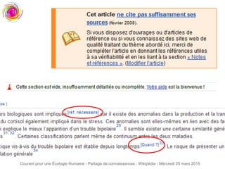 Courant pour une Écologie Humaine - Partage de connaissances : Wikipédia - Mercredi 25 mars 2015
 