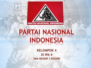 KELOMPOK 4
XI IPA 4
SMA NEGERI 3 BOGOR
PARTAI NASIONAL
INDONESIA
 