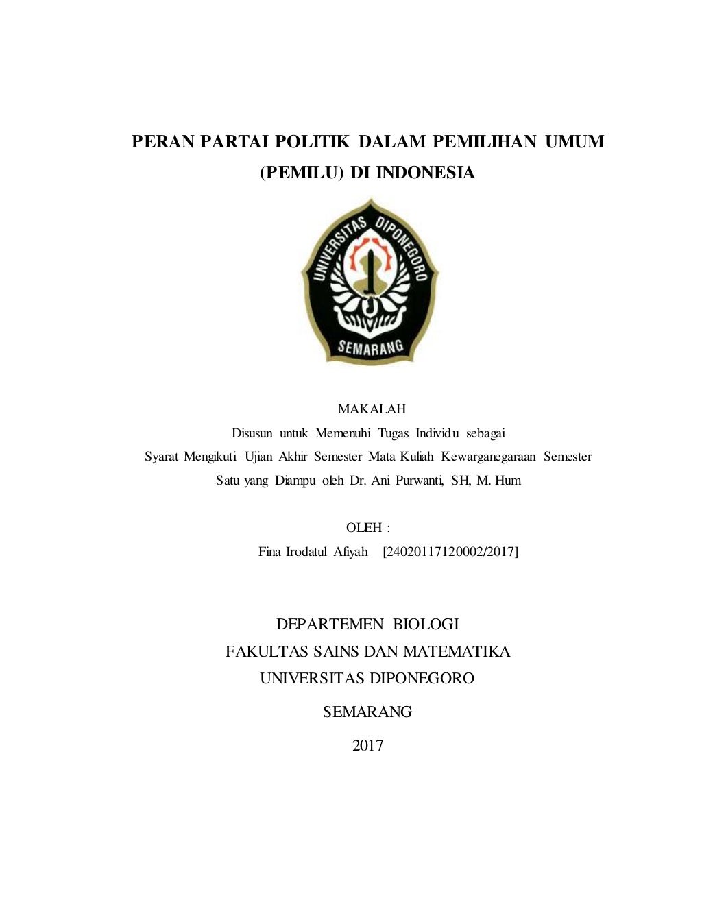 Peran Partai Politik dalam Pemilihan Umum (Pemilu) di Indonesia