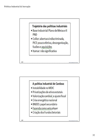 Política Industrial & Inovação
32
Prof. Jackson De Toni63
Prof. Jackson De Toni64
 