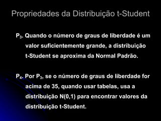 Propriedades da Distribuição t-Student 