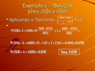 Exemplo 1 – Solução Entre 2500 e 4500 Aplicando o Teorema,  fica: 