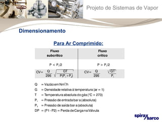 Projeto de Sistemas de Vapor 
Dimensionamento 
Para Ar Comprimido: 
 