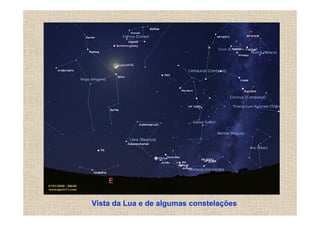 Vista da Lua e de algumas constelações
 