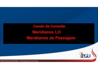 Material produzido pelo professor: 1
Prof. Mestre Jean Luís de Souza
Canais de Conexão
Meridianos LO
Meridianos de Passagem
 