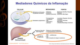 Fonte: https://pt.slideshare.net/raytostes/aula-de-inflamacaoCOMPLEMENTO - Profª.Zilka Nanes
 