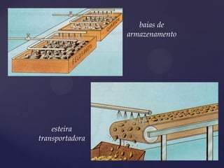 baias de armazenamento 
esteira transportadora  