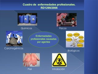 Químicos         Físicos




Carcinogénicos
                                       Biológicos




                 Piel   Inhalación
 