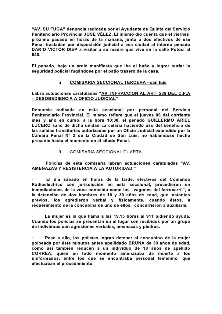 Parte de novedades