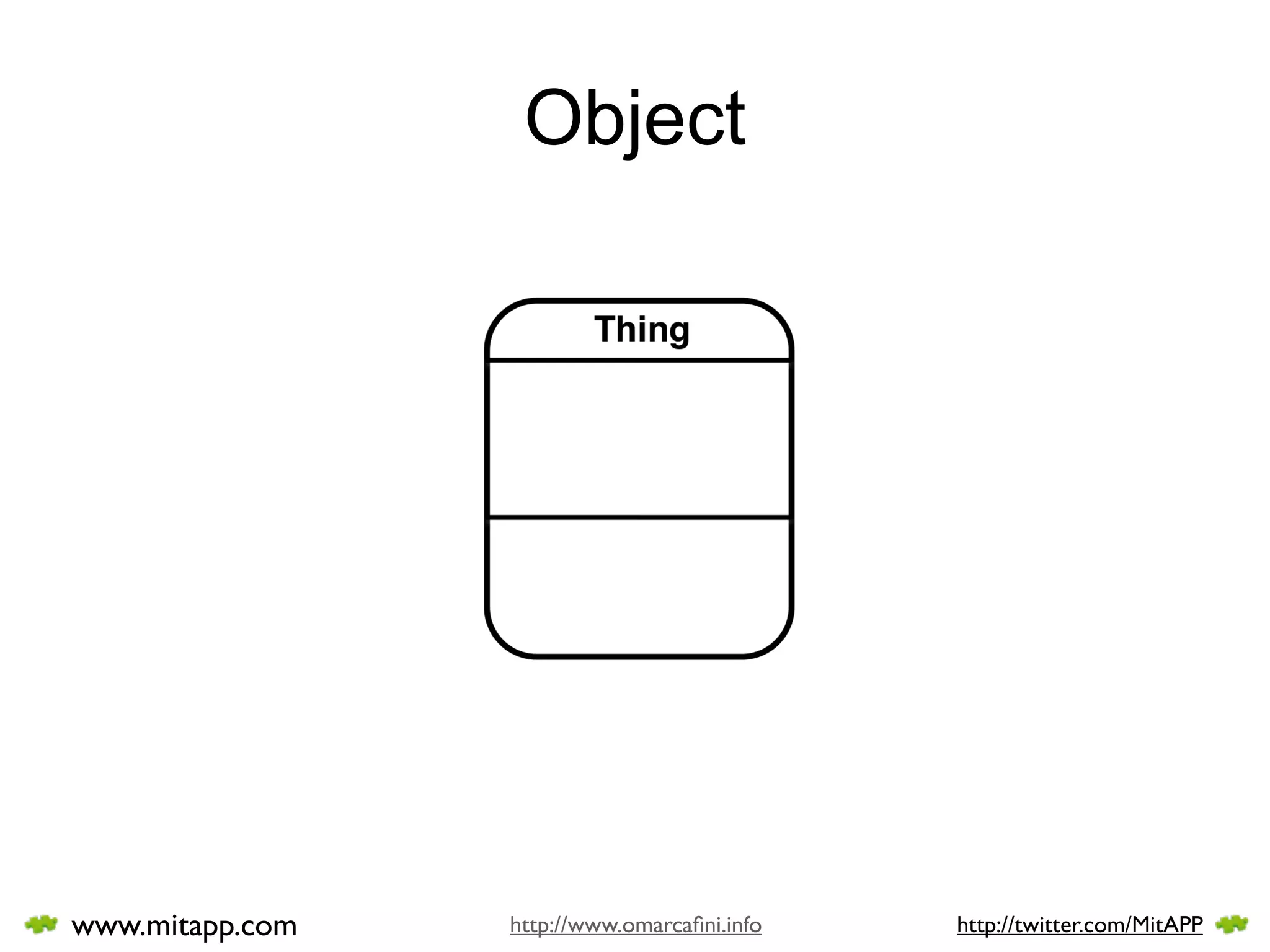 Object




www.mitapp.com   http://www.omarcaﬁni.info   http://twitter.com/MitAPP
 