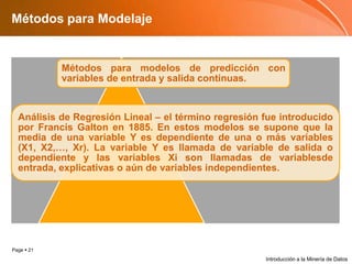 Métodos para ModelajeIntroducción a la Minería de Datos
