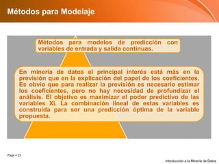 Métodos para ModelajeIntroducción a la Minería de Datos