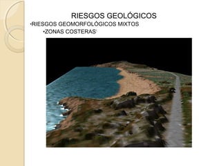 •RIESGOS GEOMORFOLÓGICOS MIXTOS
•ZONAS COSTERAS1
RIESGOS GEOLÓGICOS
Erosión de una playa en Montara (California). 1997
 