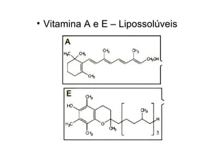 Vitamina A e E – Lipossolúveis  
