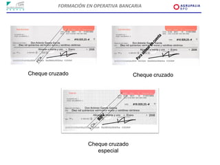 FORMACIÓN EN OPERATIVA BANCARIA




Cheque cruzado                        Cheque cruzado




                     Cheque cruzado
                        especial
 