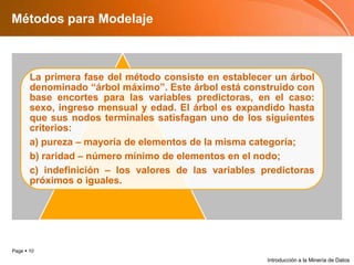 Métodos para ModelajeIntroducción a la Minería de Datos