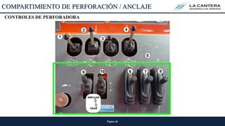 Página 46
CONTROLES DE PERFORADORA
COMPARTIMIENTO DE PERFORACIÓN / ANCLAJE
 
