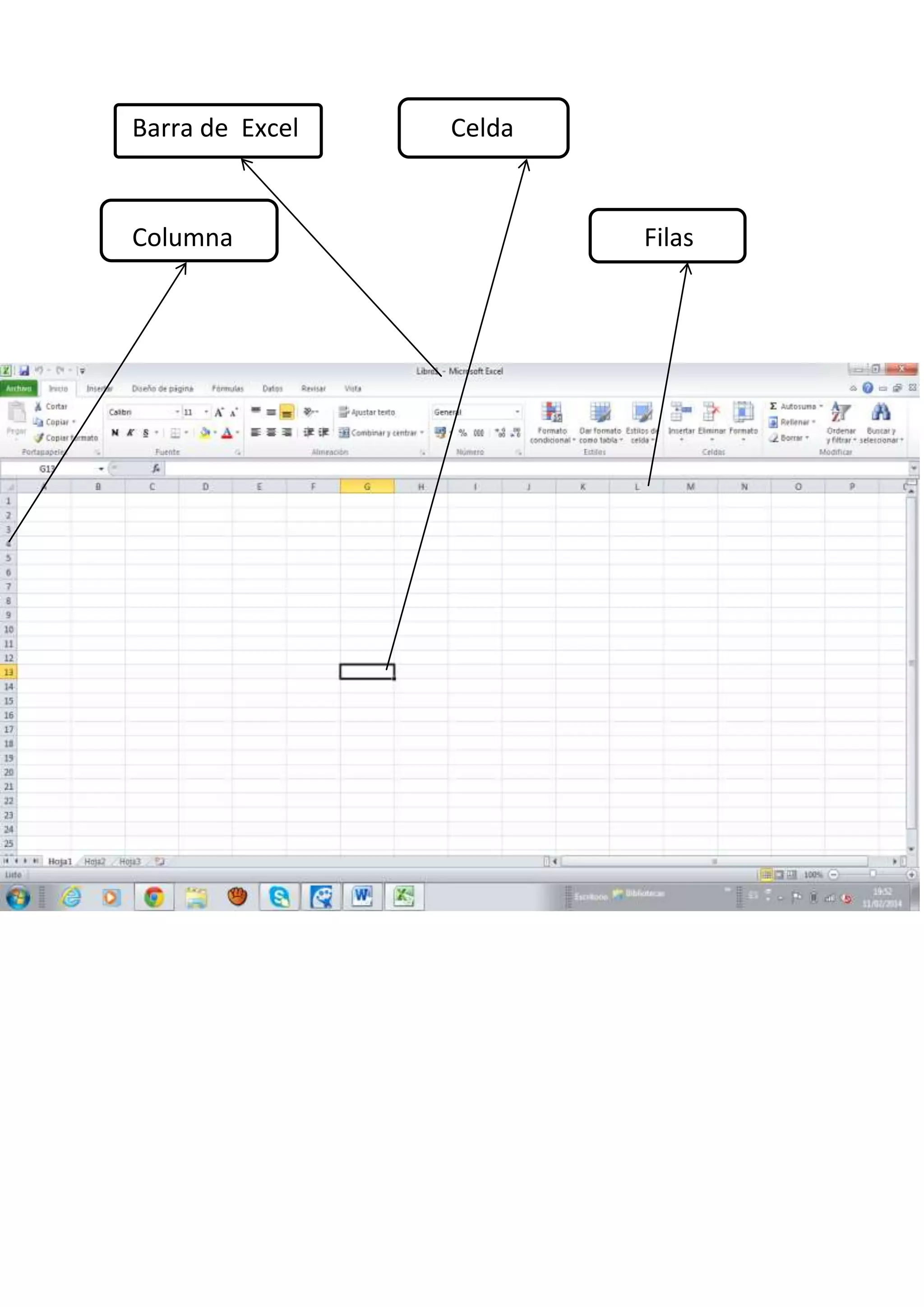 Barra de Excel
Columna
Celda
Filas