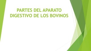 PARTES DEL APARATO
DIGESTIVO DE LOS BOVINOS
 