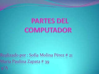 Realizado por : Sofía Molina Pérez # 21
María Paulina Zapata # 39
9°A

 