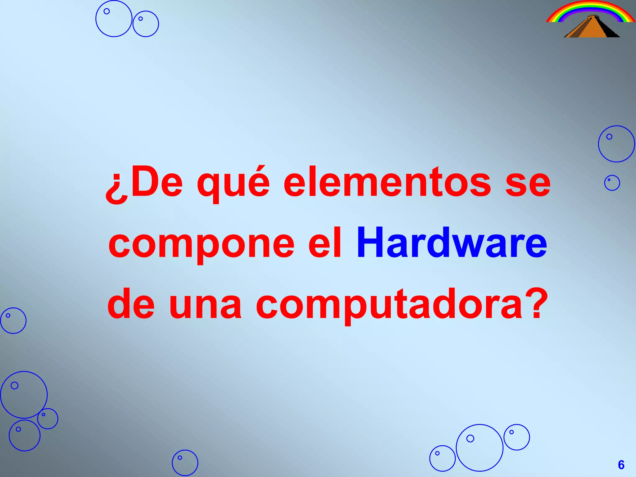 ¿De qué elementos se compone el Hardware de una computadora?6