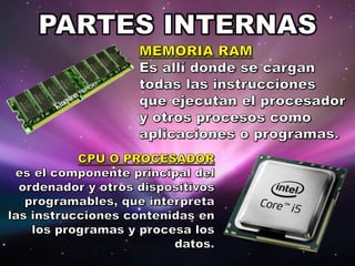 PARTES INTERNAS Y EXTERNAS DEL PC