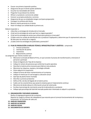 Partes del plan de negocios