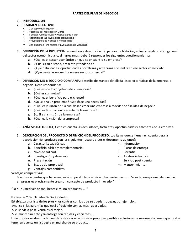 plan de negocios ejemplos gratis www