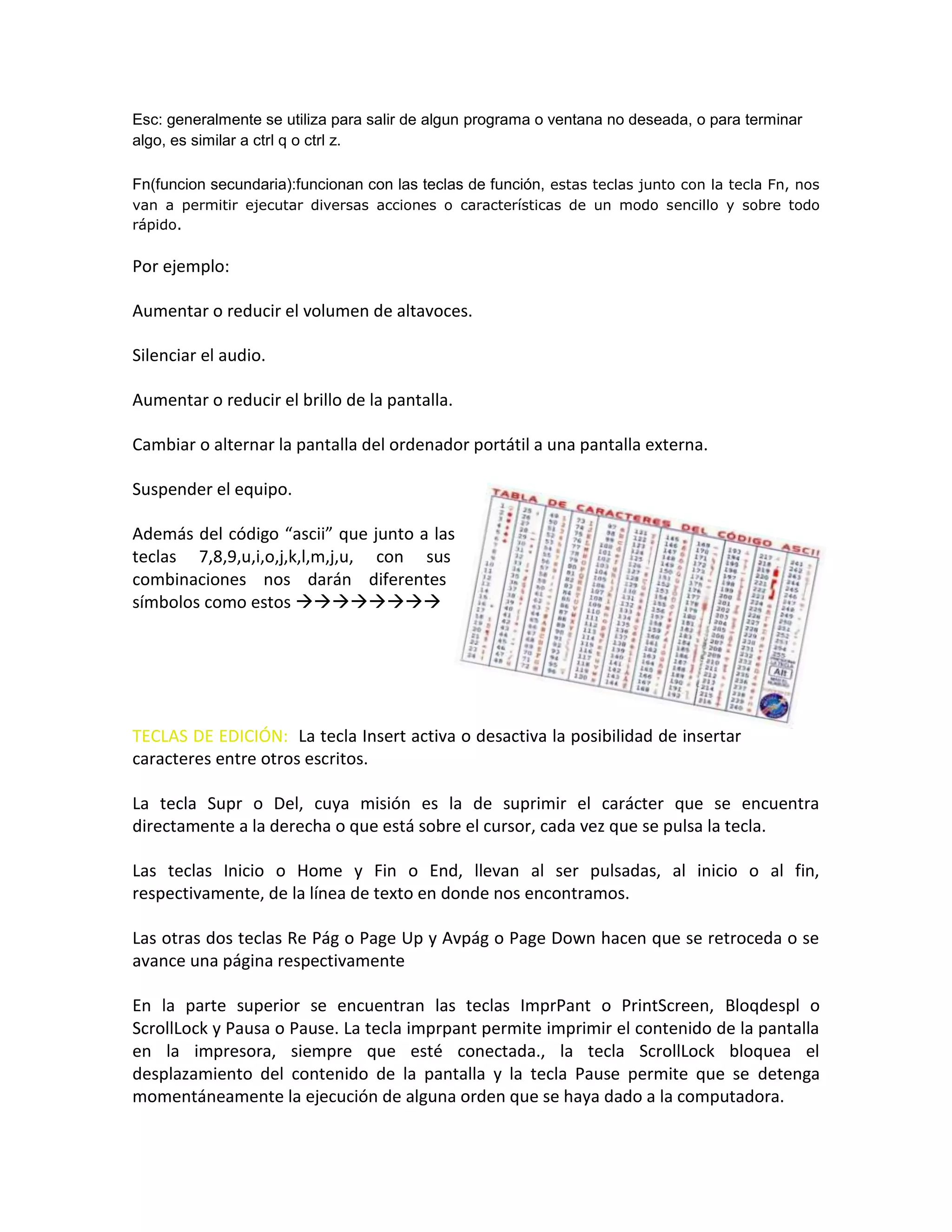 Partes del teclado | DOCX