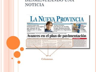 DESMENUZANDO UNA NOTICIA Columnas.  