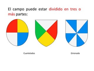 El campo puede estar dividido en tres o
más partes:
Cuartelados Gironado
 