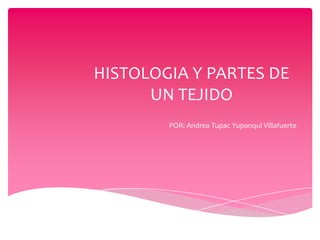 HISTOLOGIA Y PARTES DE
UN TEJIDO
POR: Andrea Tupac Yupanqui Villafuerte
 