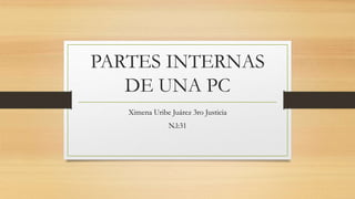 PARTES INTERNAS
DE UNA PC
Ximena Uribe Juárez 3ro Justicia
N.l:31
 