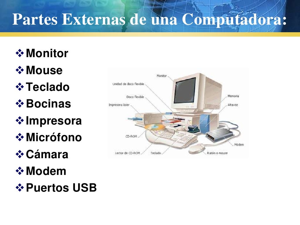 Partes internas y externas de una computadora Partes internas y externas de una computadora