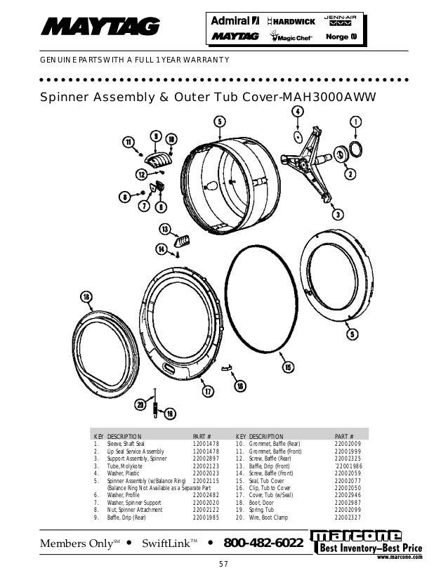 348197 Whirlpool Washer Washer-Support OEM 348197