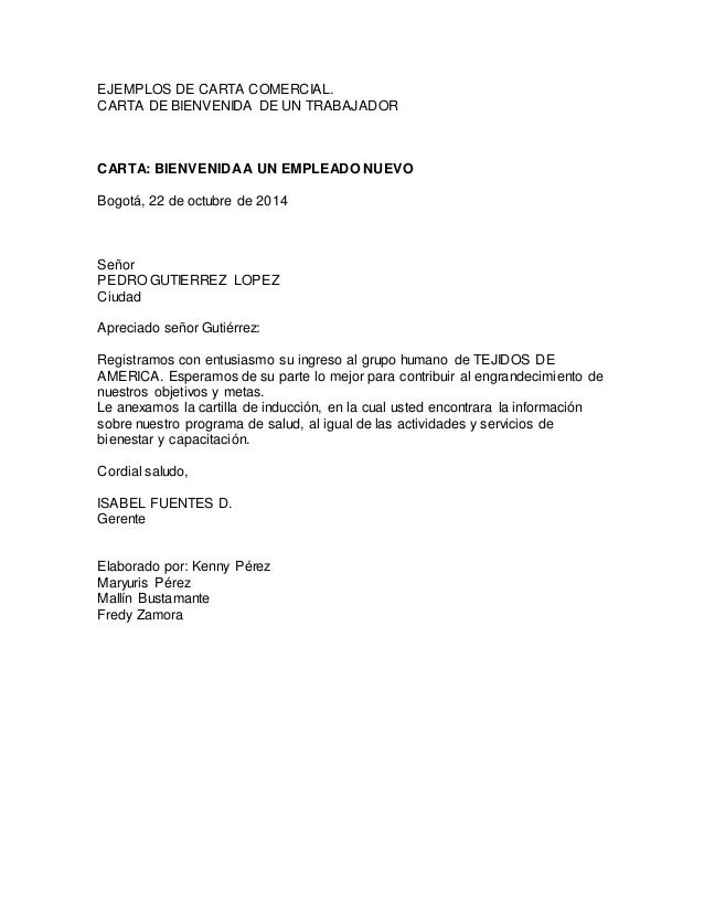 Partes de una carta comercial Partes de una carta comercial