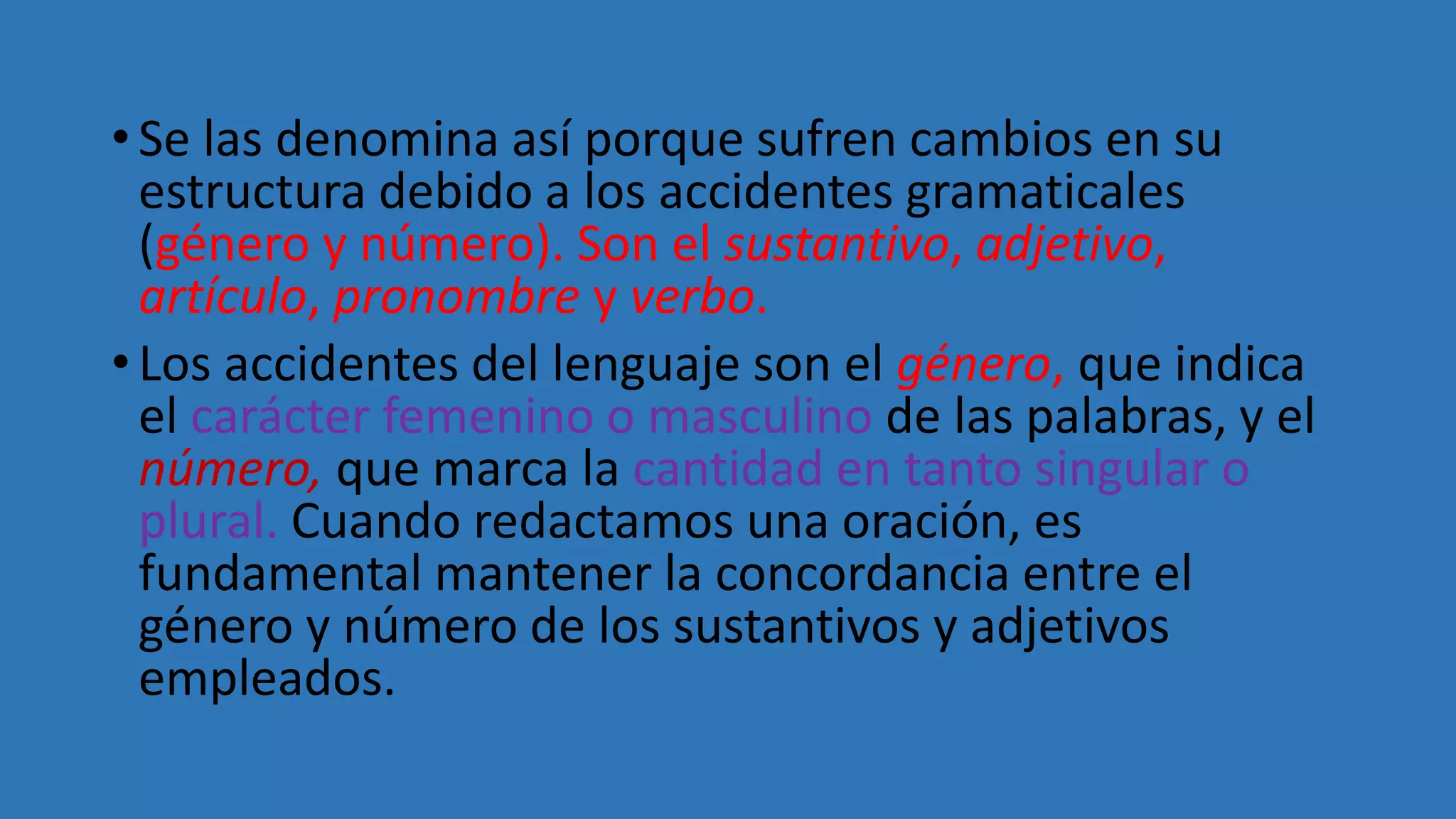 Partes variables e invariables de la oración. | PPTX