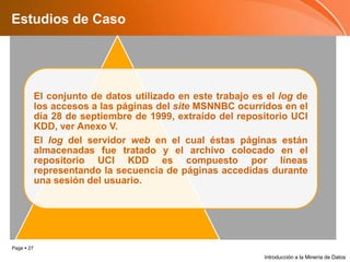 Estudios de CasoIntroducción a la Minería de Datos