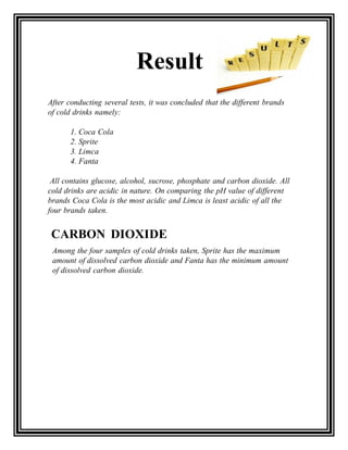 Determination for cold drink investigatory project for class 12 | PDF