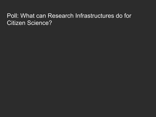 Poll: What can Research Infrastructures do for
Citizen Science?
 