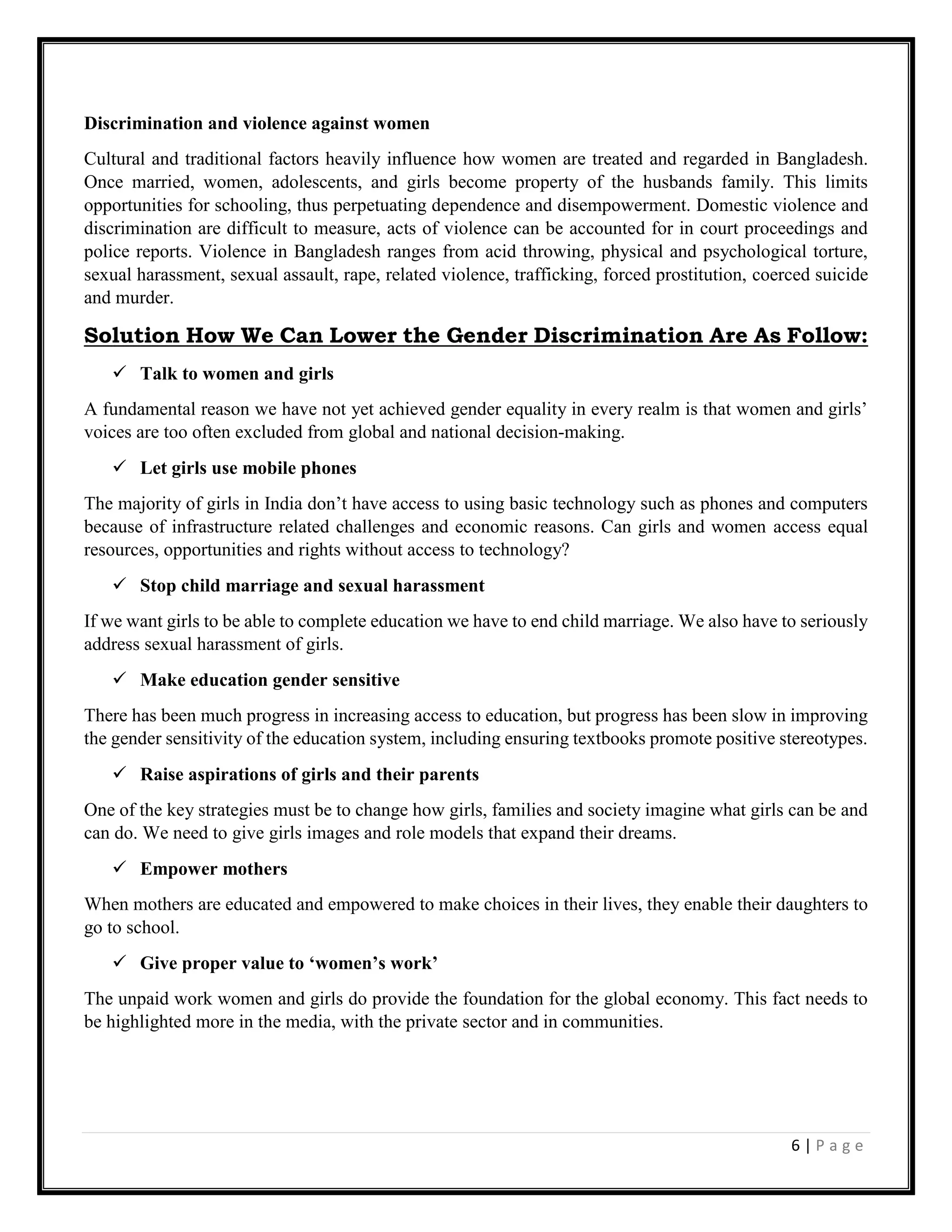 gender inequality and discrimination | PDF