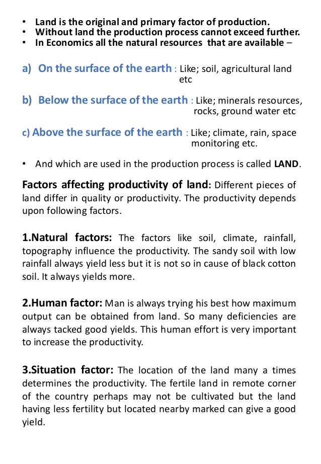 Land as a factor of production