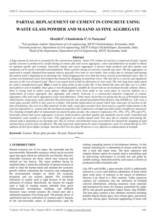 Partial replacement of cement in concrete using waste glass powder and ...