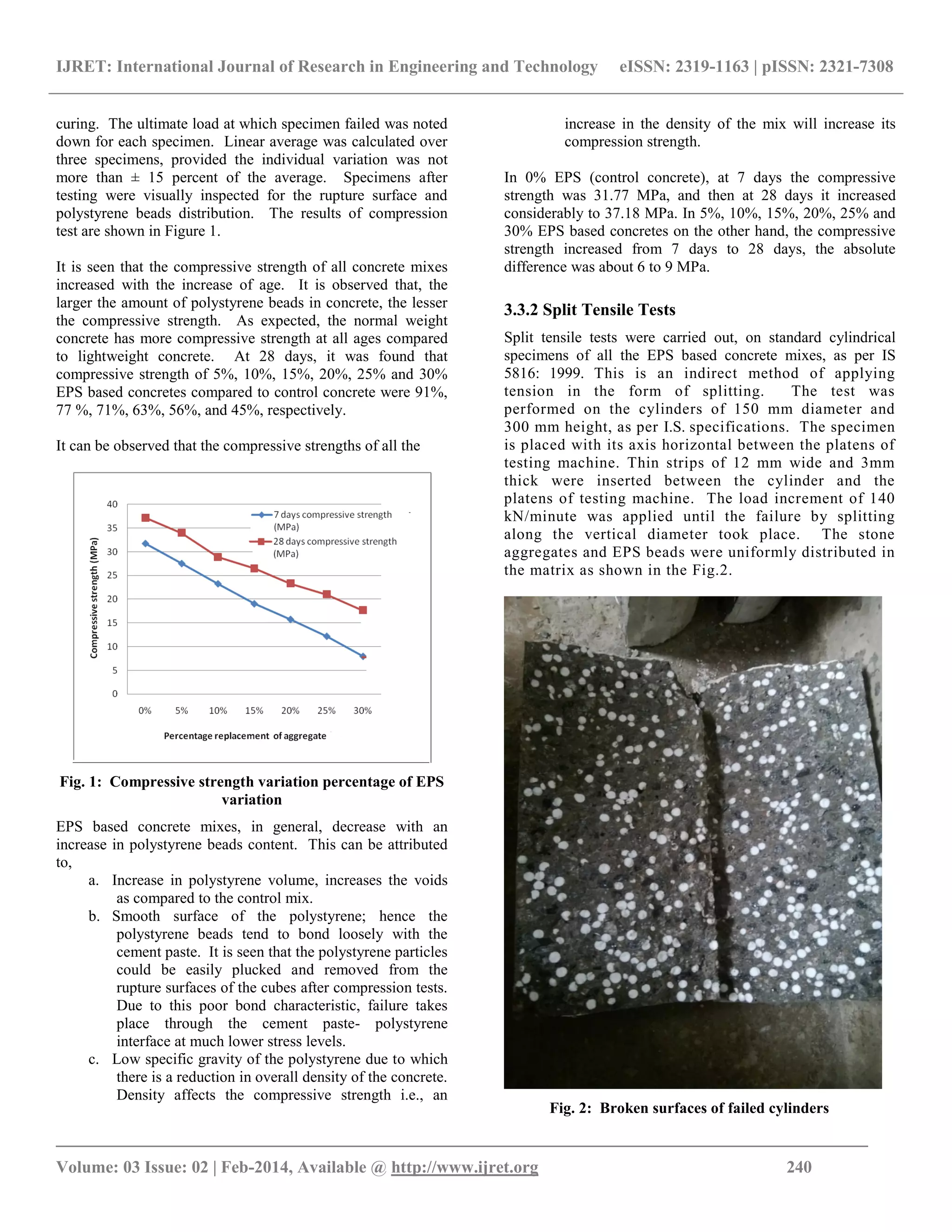 Partial replacement of coarse aggregates by expanded polystyrene beads ...