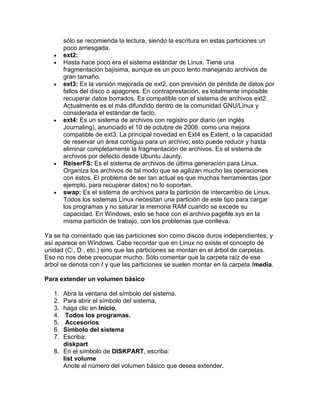 Partición en el disco duro