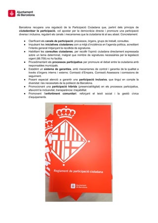 La participació ciutadana a Barcelona 2019-2022