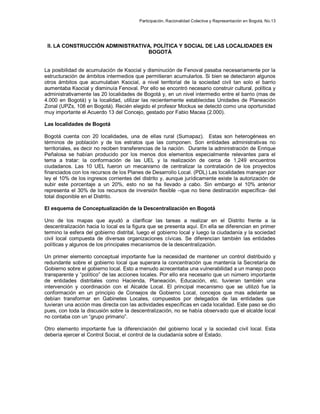 Participación, Racionalidad Colectiva y Representación en Bogotá, No.13
II. LA CONSTRUCCIÓN ADMINISTRATIVA, POLÍTICA Y SOC...
