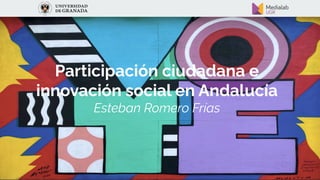 Participación ciudadana e
innovación social en Andalucía
Esteban Romero Frías
 