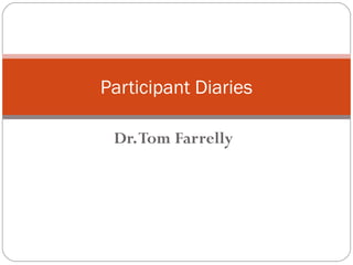 Participant Diaries
Dr. Tom Farrelly

 